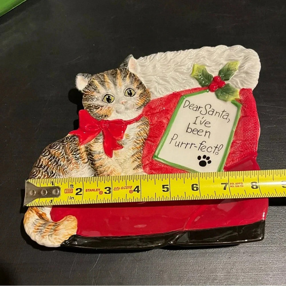 Fitz & Floyd Claus & Paws Cat Canapé Christmas Plate “Dear Santa “ Plate - Picture 9 of 11
